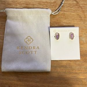 New Kendra Scott purple crystal gold trim earrings